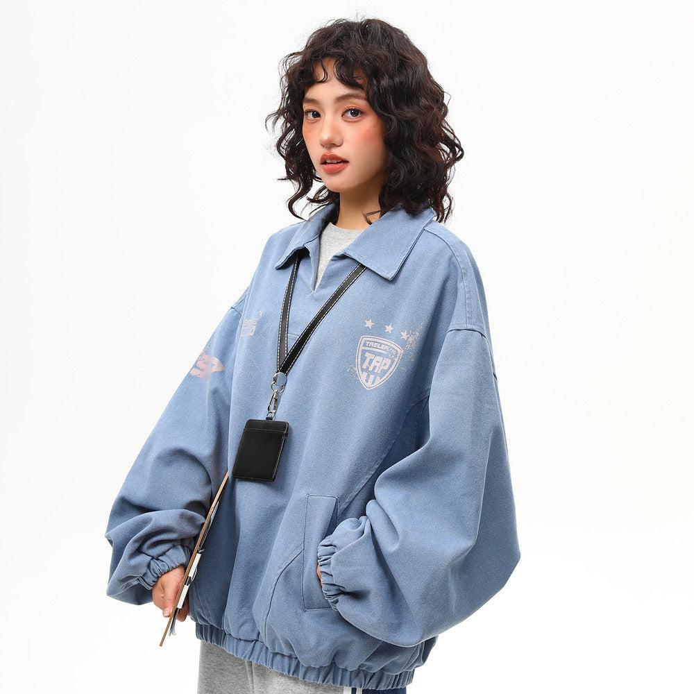 美式街頭vintage工裝夾克外套女春季重磅潮牌上衣