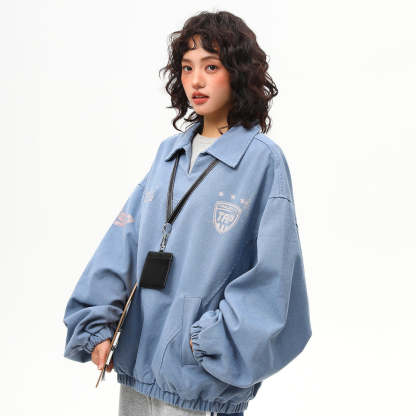 美式街頭vintage工裝夾克外套女春季重磅潮牌上衣