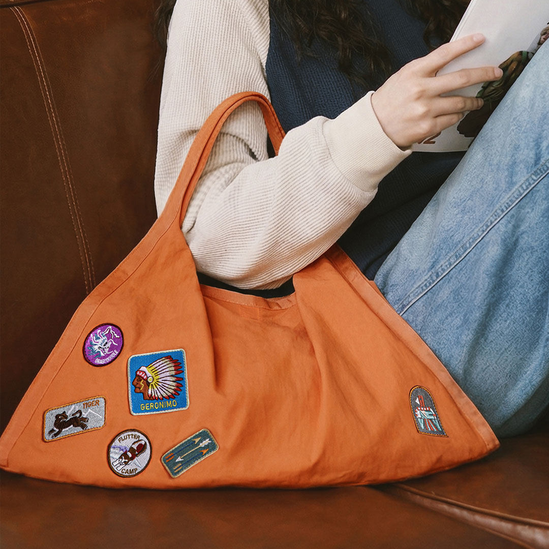 落日橘尼龍超大容量通勤電腦手提單肩出行輕托特包三角包女