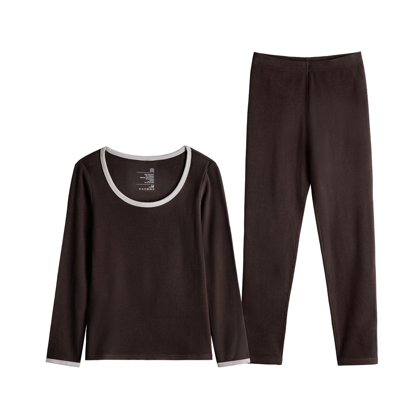 保暖套裝加德絨圓領針織卫生裤貼身內衣打底肌底衣保溫冬季女士