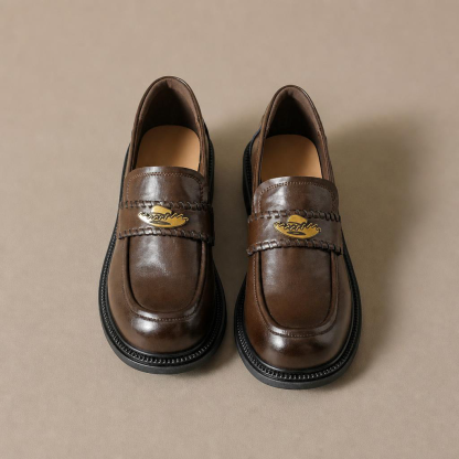 棕色樂福鞋女2026夏秋厚底通勤皮鞋不累腳老錢風單鞋