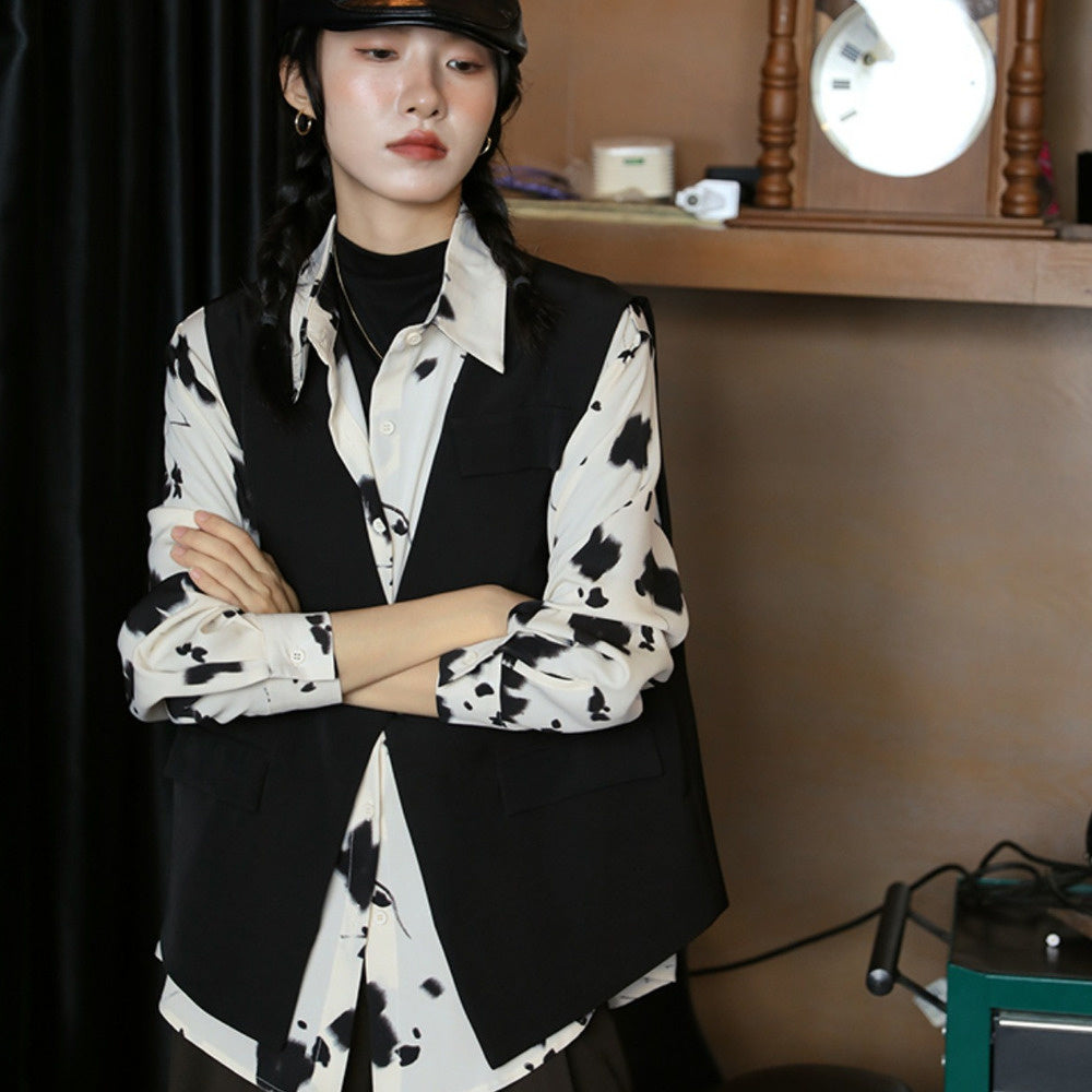 黑色西裝馬甲女春秋2025新款寬鬆設計感無袖外套坎肩復古港風馬甲