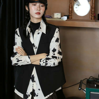 黑色西裝馬甲女春秋2025新款寬鬆設計感無袖外套坎肩復古港風馬甲