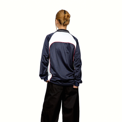 拼接撞色翻領印花長袖T恤女美式創意設計感寬鬆運動上衣秋