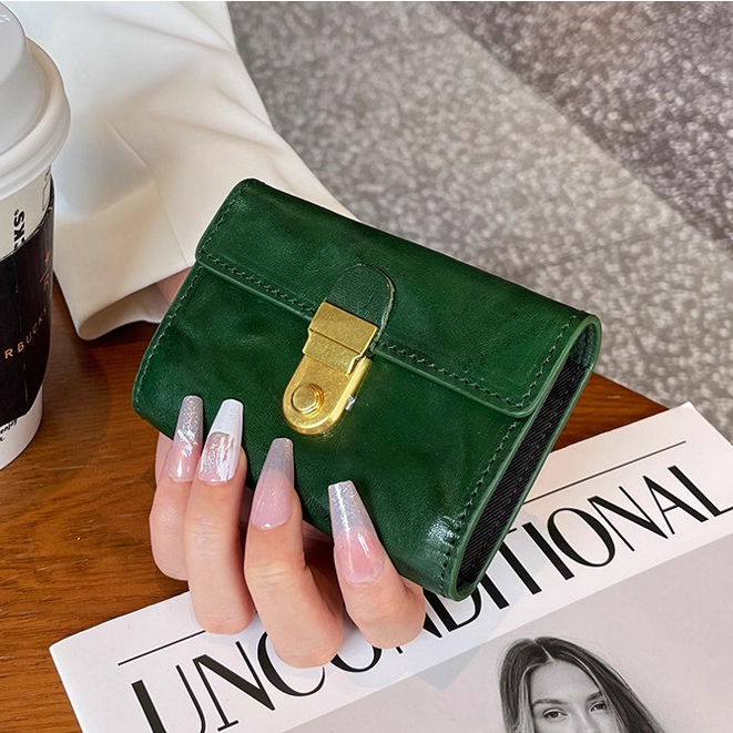 復古大容量風琴卡包皮質新款銀行卡夾女士油蠟皮多卡位精緻零錢包