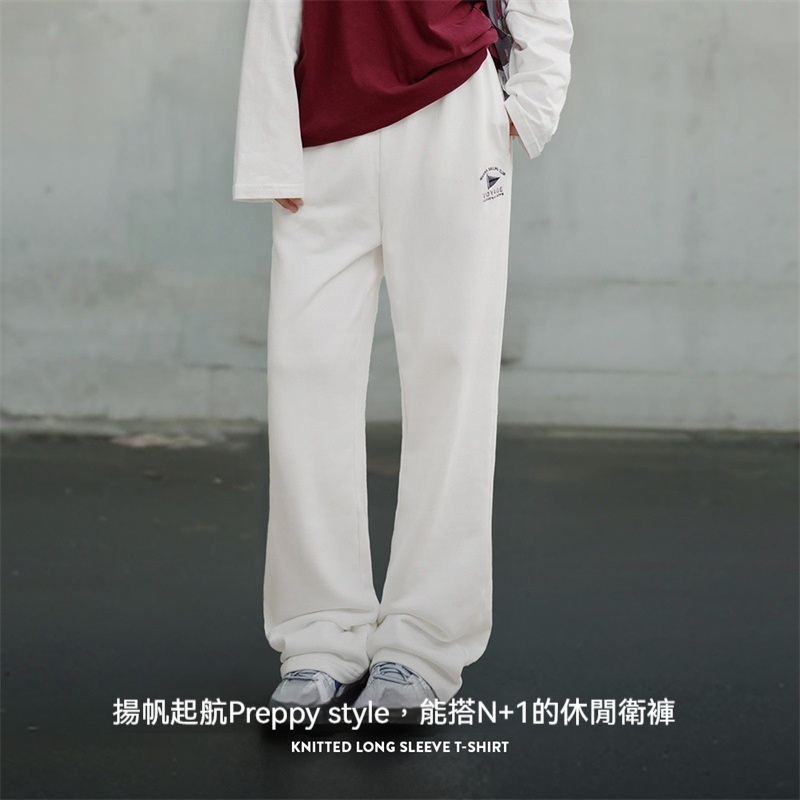 馬登女裝 復古垂感休閒衛褲純棉彈力運動褲寬鬆顯瘦闊腿褲慵懶風春秋女