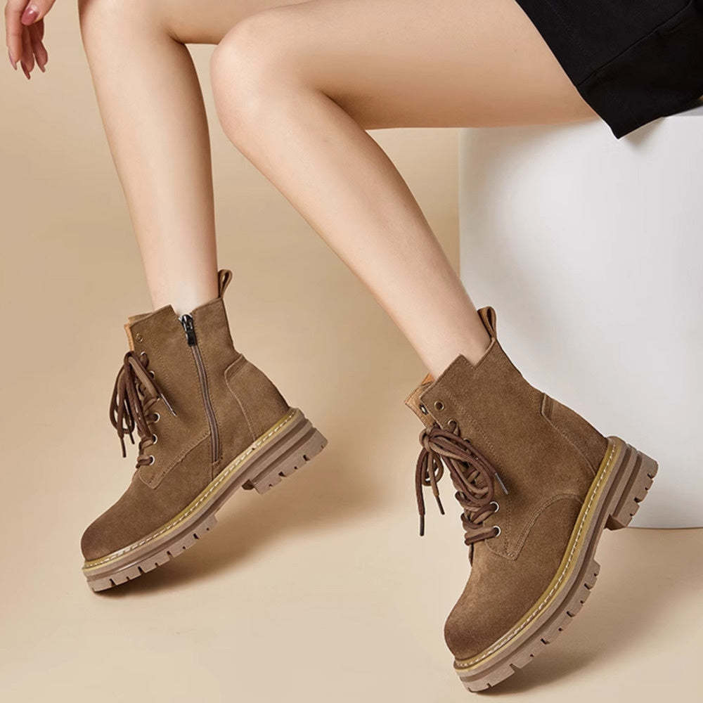 真皮英倫風馬丁靴女新款春秋單靴子爆款女短靴工裝大黃靴