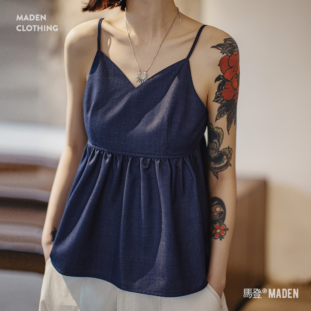 夏日Y2K性感高腰吊帶V領露背背心辣妹無袖外疊穿顯鎖骨上衣女