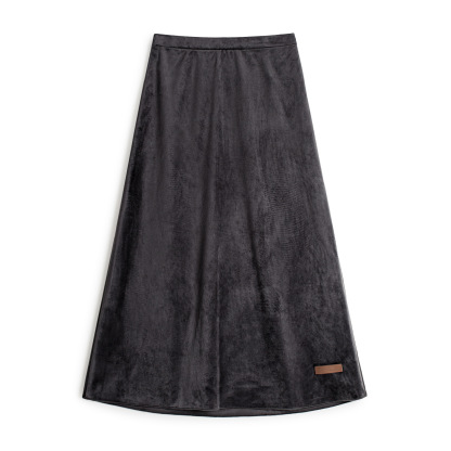復古絲絨灰色鬆緊腰垂墜感A字中長款針織半身傘裙子女士秋季