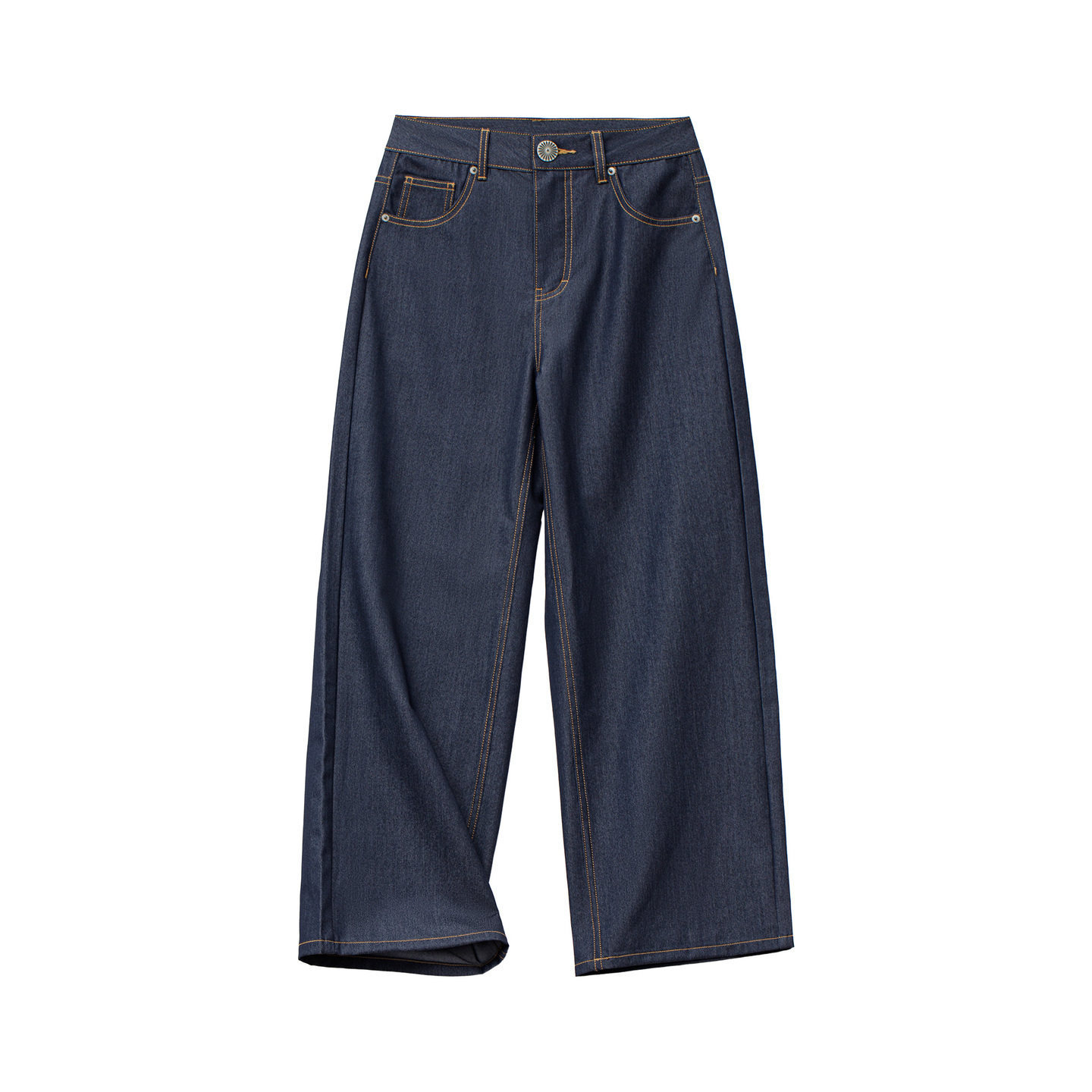 復古原牛色薄款微彈顯瘦直筒闊腿仿軟牛仔休閒長褲子女士春夏