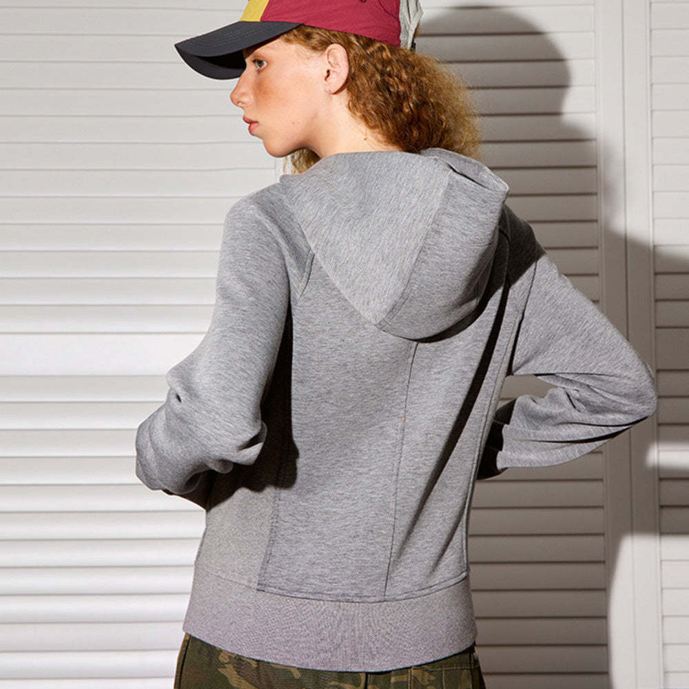 美式連帽修身開衫衛衣女春秋短款雙拉鍊顯瘦辣妹外套