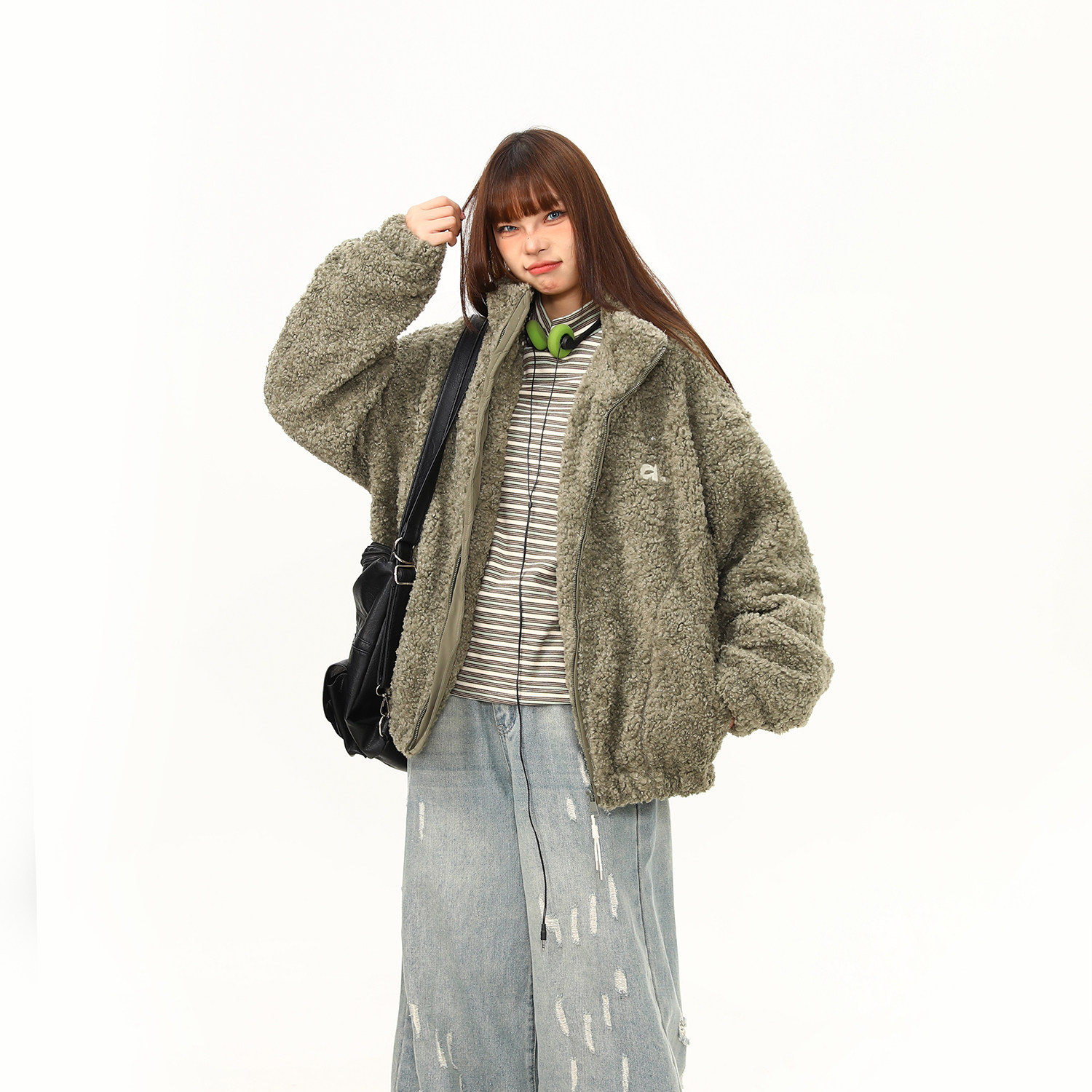 搖粒絨加厚保暖立領棉服外套女冬季新款防寒棉衣