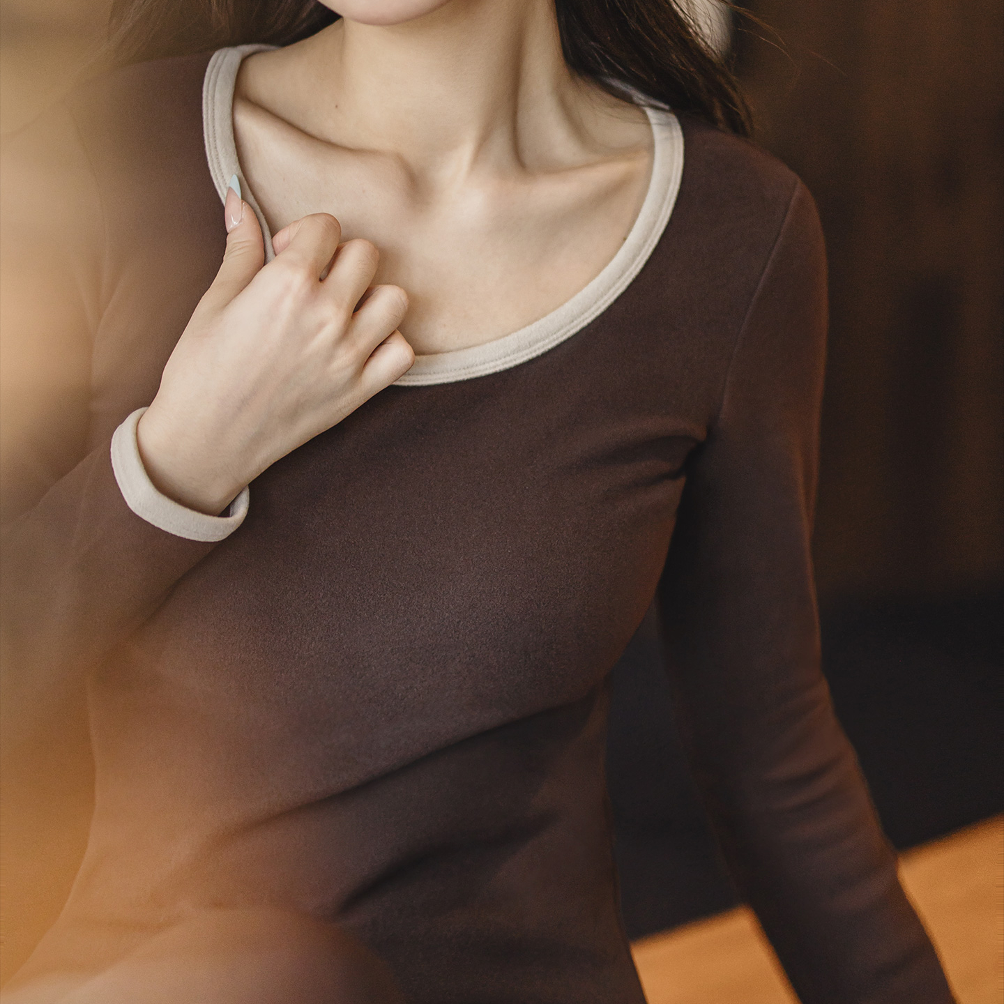 保暖套裝加德絨圓領針織卫生裤貼身內衣打底肌底衣保溫冬季女士