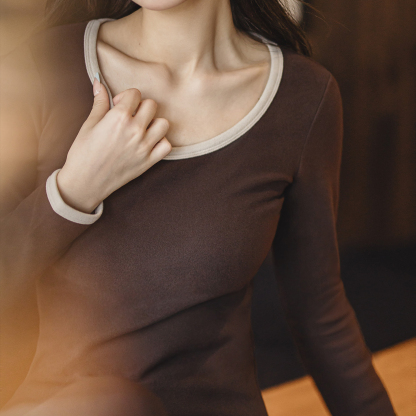 保暖套裝加德絨圓領針織卫生裤貼身內衣打底肌底衣保溫冬季女士