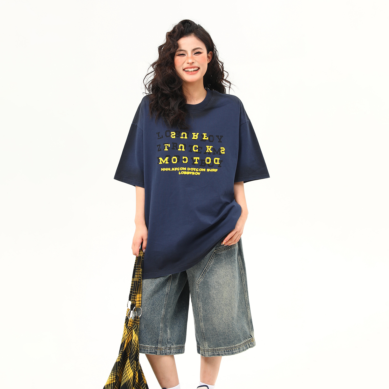 美式復古水洗漸變高級感短袖T恤女重磅上衣女夏