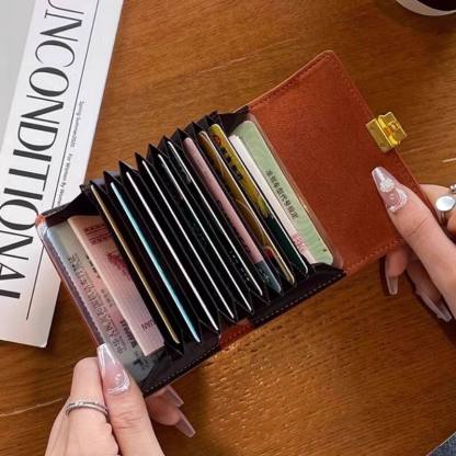 復古大容量風琴卡包皮質新款銀行卡夾女士油蠟皮多卡位精緻零錢包