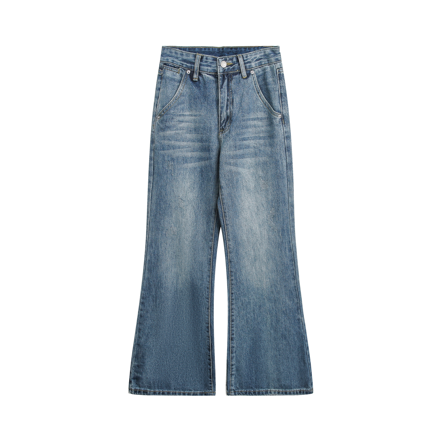 美式復古微喇牛仔褲女2025新款闊腿褲顯瘦褲子直筒褲