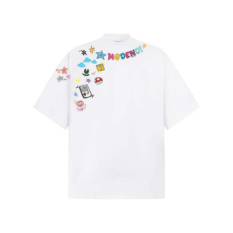 美式手繪塗鴉字母印花短袖女夏季新款寬鬆休閒T恤