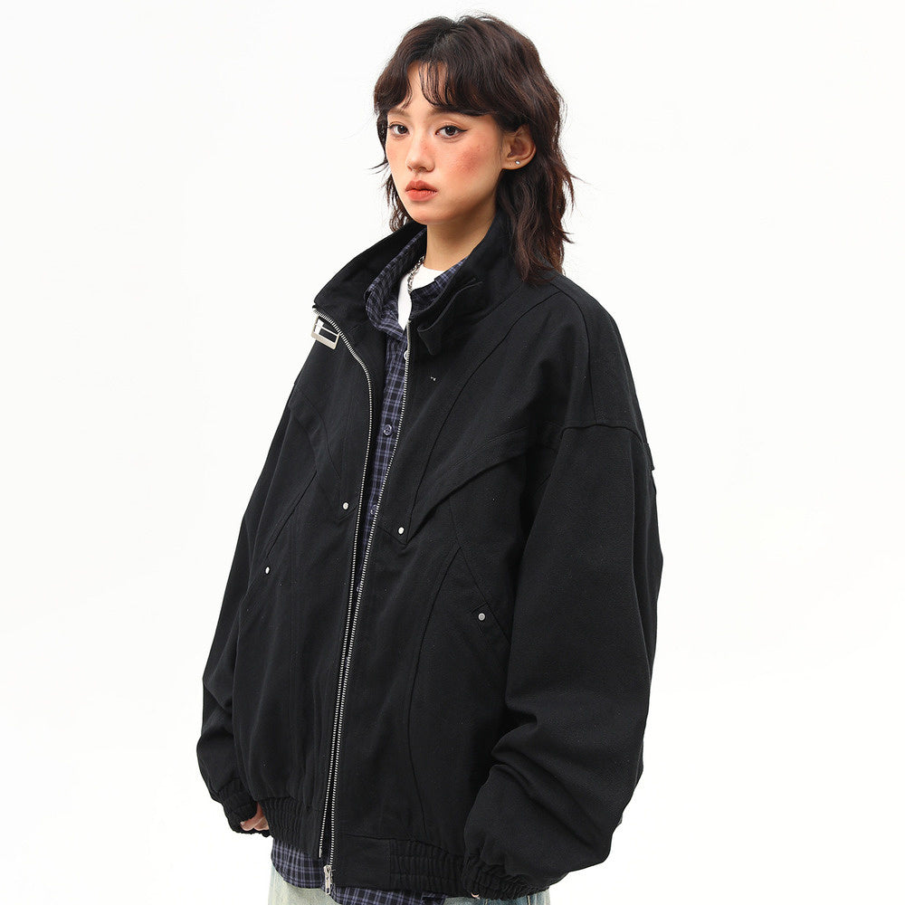 春季新款美式復古工裝夾克外套女vintage潮牌上衣