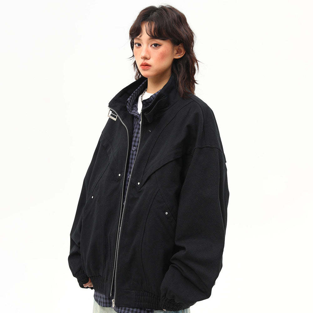 春季新款美式復古工裝夾克外套女vintage潮牌上衣