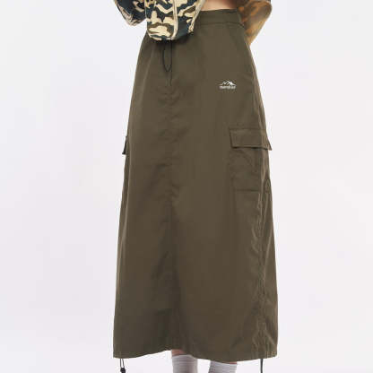 美式街頭復古辣妹露營風徒步百搭高腰口袋工裝裙長裙女