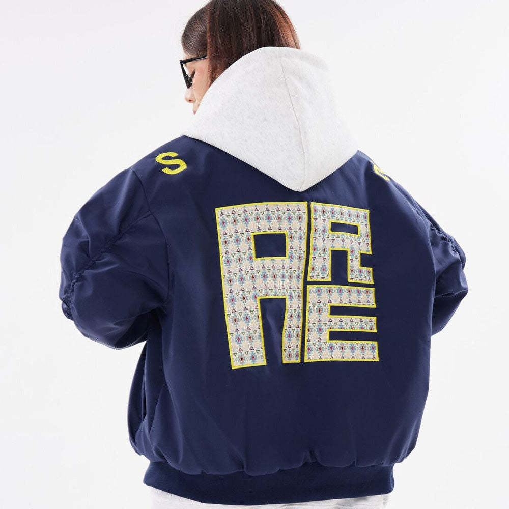美式復古刺繡字母飛行夾克寬鬆百搭外套棉服高街