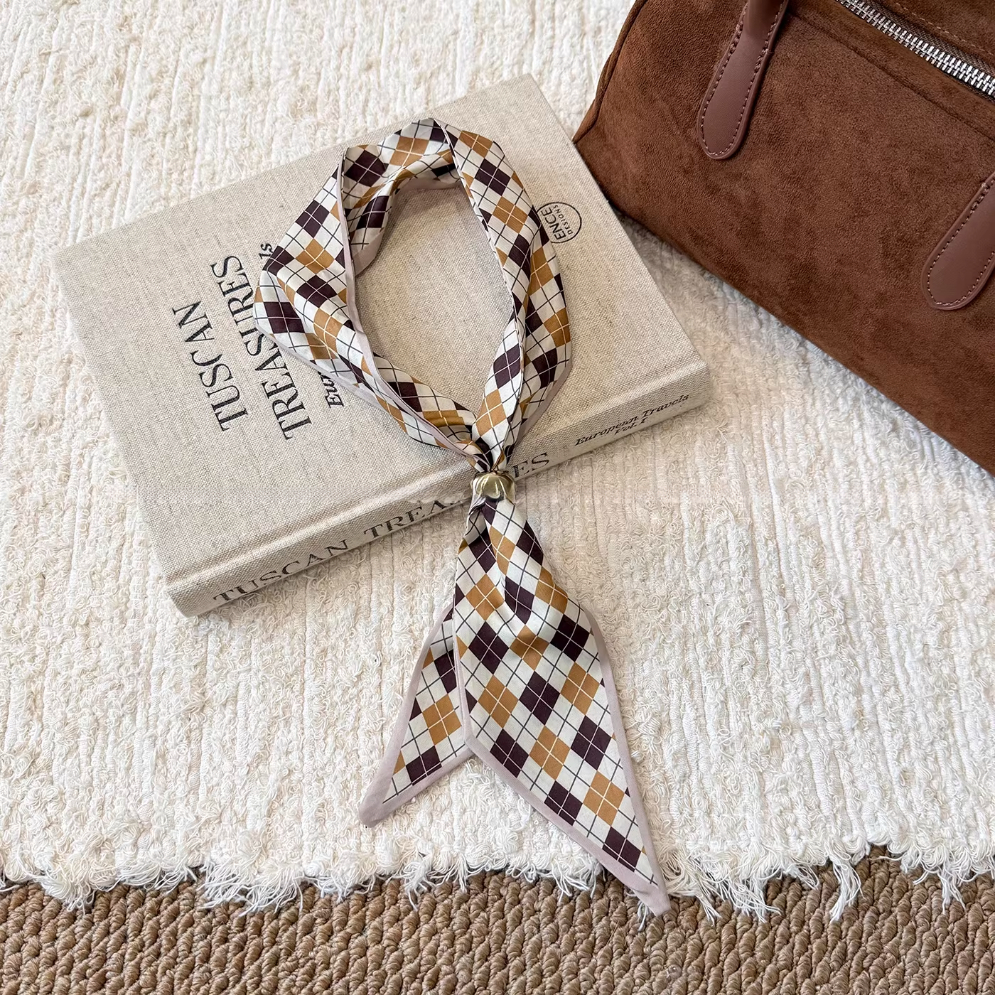 法式復古抽拉系脖絲巾項鍊女春季新款波點領巾長條毛衣鏈圍巾配飾