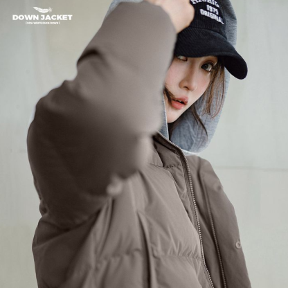 馬登女裝 90白鴨絨羽絨服立領廓形小個子加厚保暖麵包服外套短款冬季女