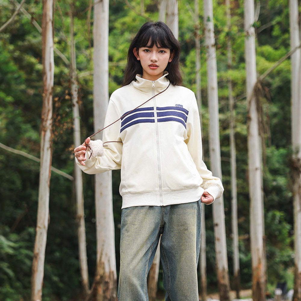 復古外套女2024新款早秋衛衣短款休閒顯瘦拉鍊上衣