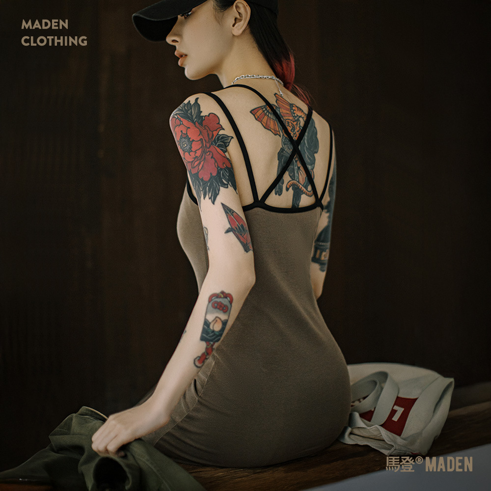 格雷系卡戴珊修身交叉吊帶背心連衣裙無袖露背U領針織長裙春