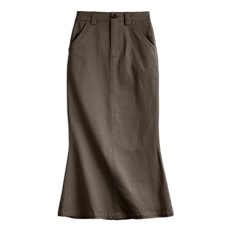 馬登女裝 復古中腰A字顯瘦包臀裙氣質修身長款魚尾裙百搭半身裙夏季女