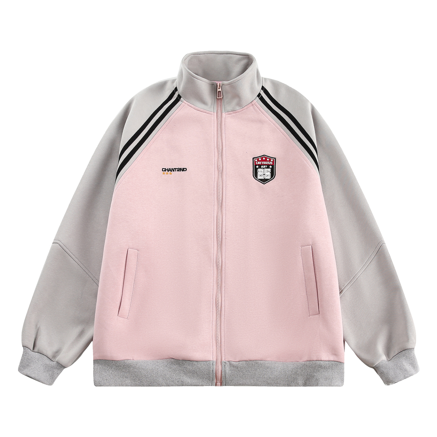 美式復古衛衣外套女秋冬季高級感拼接插肩袖衛衣開衫