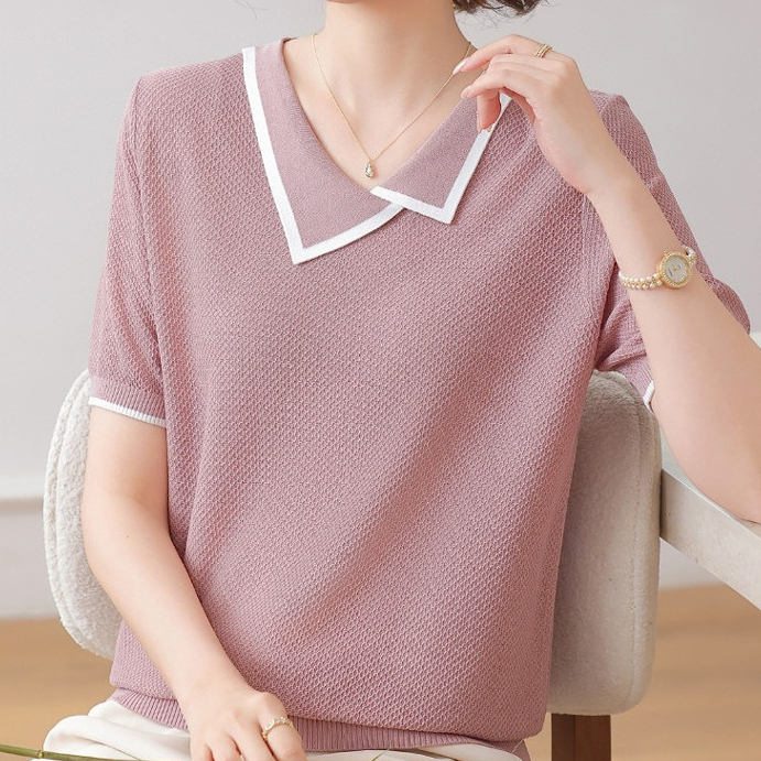 洋氣冰絲短袖T恤中年女裝夏裝2026新款薄小衫中老年夏季上衣