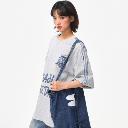 美式復古手繪字母設計感短袖T恤女夏季百搭上衣