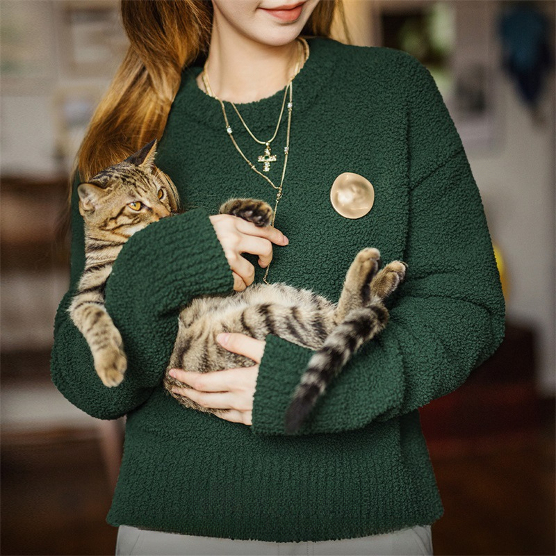 馬登女裝 美式顆粒絨圈圈毛衣復古套頭軟糯風針織衫內搭打底上衣秋季女