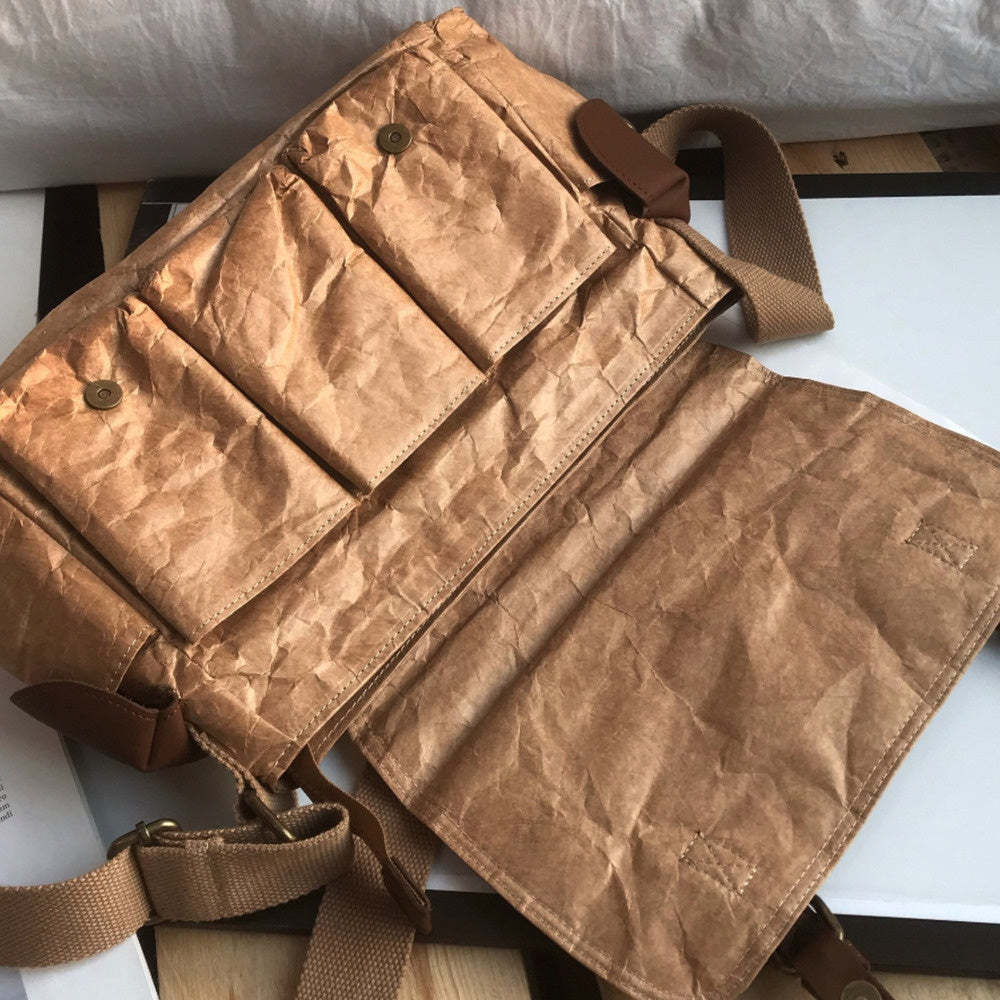 防水撕不爛牛皮紙杜邦紙復古百搭雙肩包手拿包斜挎包女