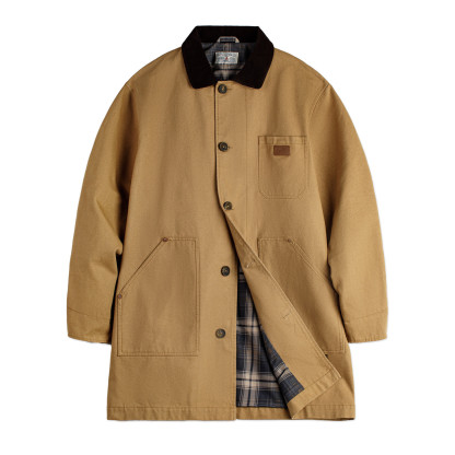 美式復古密歇根風衣卡其色巴恩風中長款廓形夾克外套女士秋冬