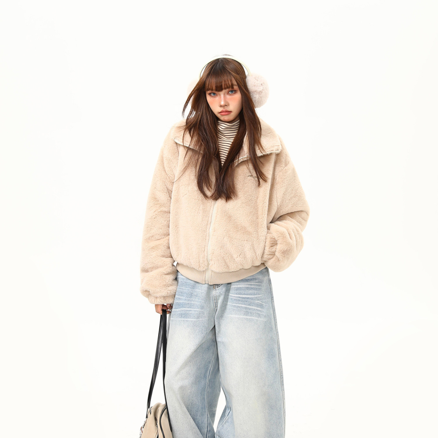 復古氣質高級感軟糯毛絨棉服外套女短寬鬆百搭冬季上衣