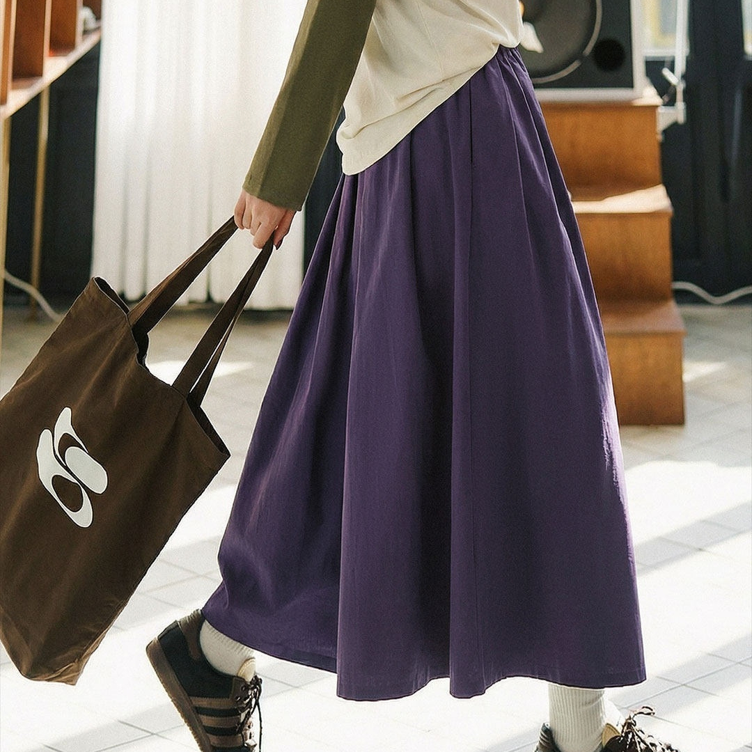 A字薄款寬鬆顯瘦大擺垂感闊腿山本裙褲一體九分休閒褲女