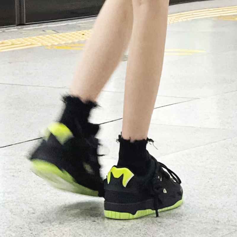 國潮蝙蝠俠麵包鞋厚底增高板鞋鞋子女