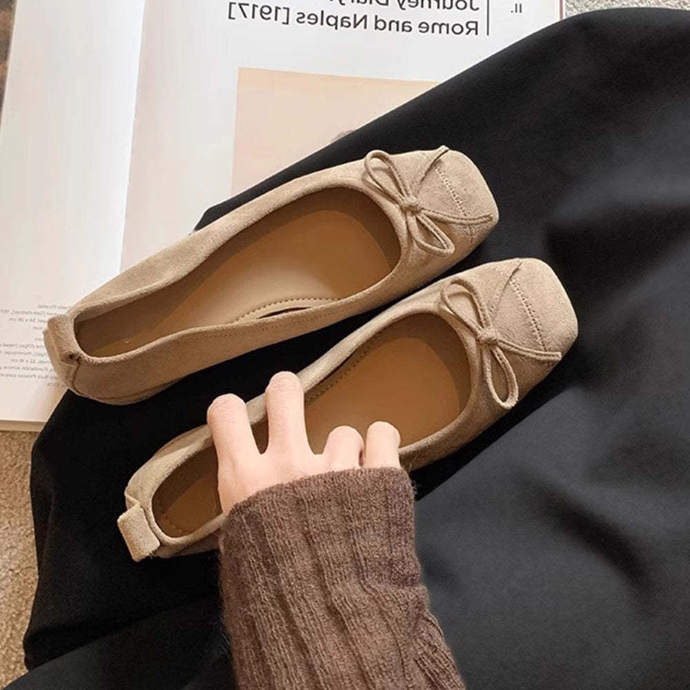 軟底蝴蝶結單鞋女春秋新款法式氣質晚晚鞋通勤芭蕾平底鞋