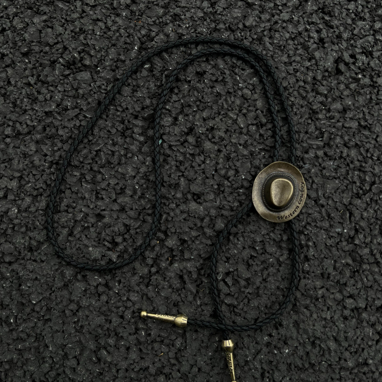 西部牛仔波洛領時尚項鍊復古合金女潮流牛皮繩領帶吊墜