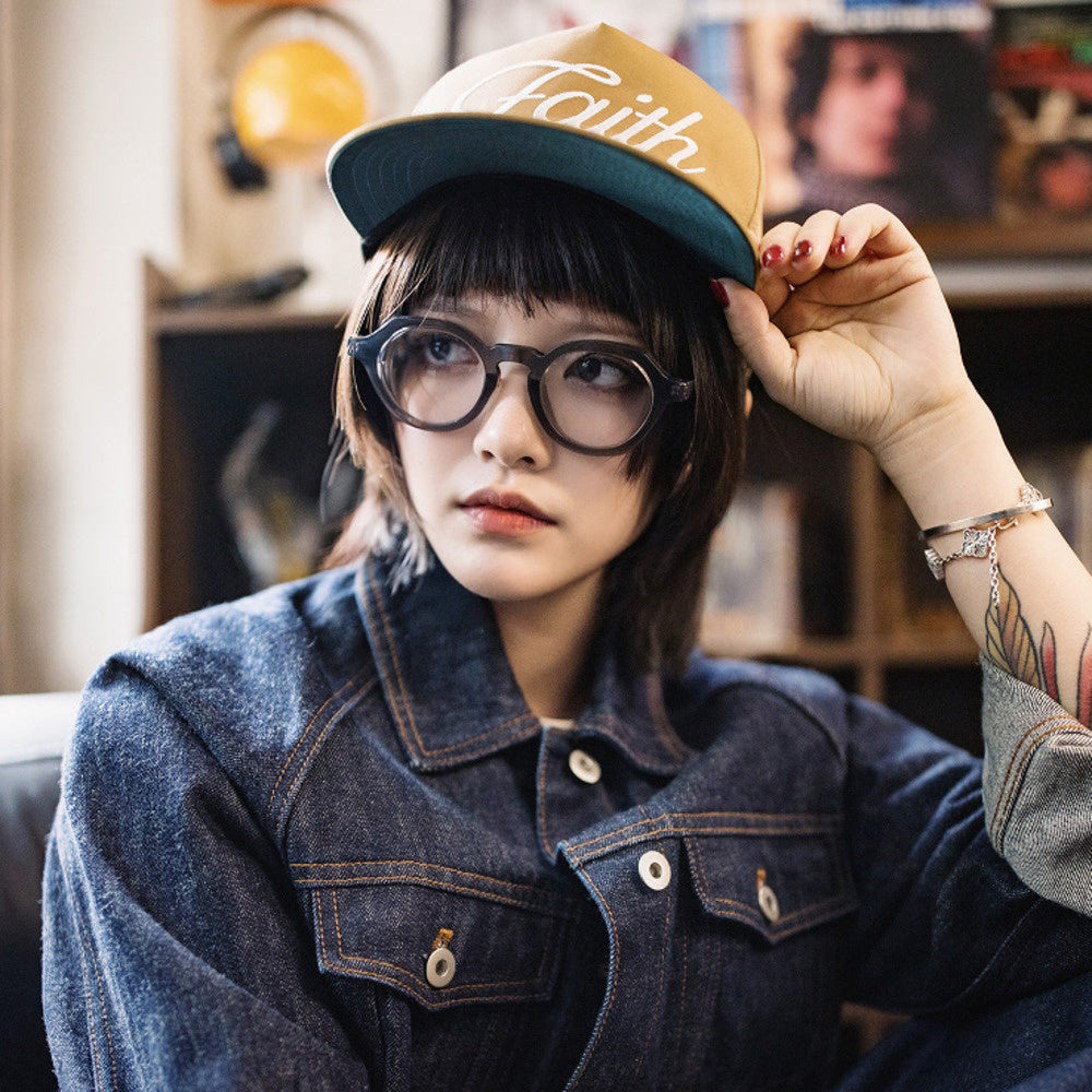 美式復古經典CrownPanto眼鏡日式圓粗框皇冠板材平鏡鏡架女