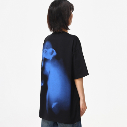美式街頭小眾設計感印花潮牌短袖T恤女夏季寬鬆百搭tee