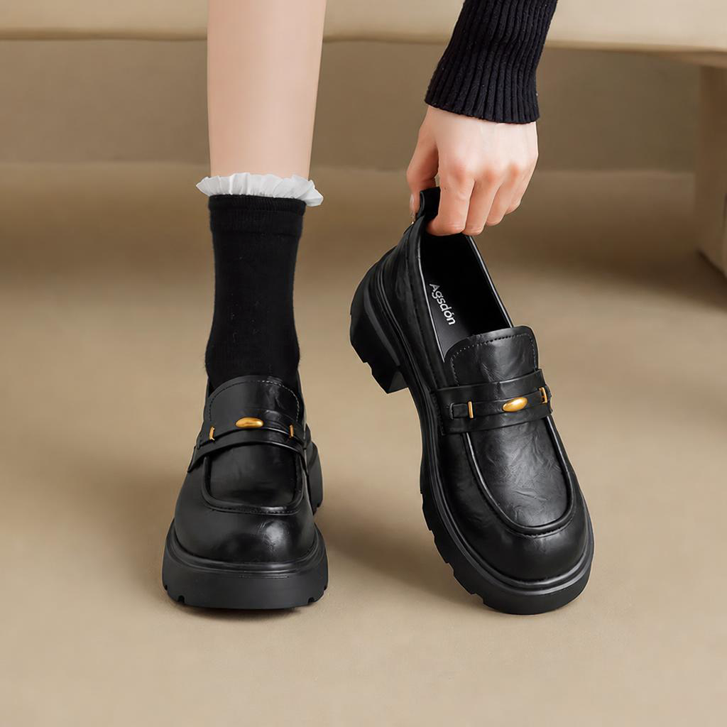 厚底樂福鞋女2026冬季超好看配裙子英倫風小皮鞋單鞋