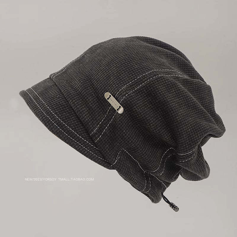 美式復古素顏遮臉漁夫帽子女秋冬黑色街頭休閒顯臉小包頭堆堆冷帽