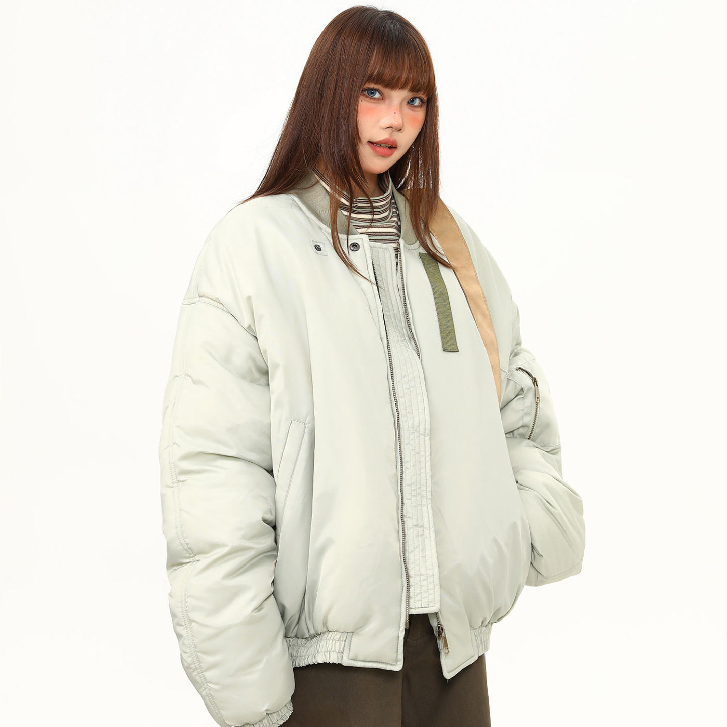 美式街頭加棉飛行員外套女冬季加厚保暖棒球服寬鬆百搭