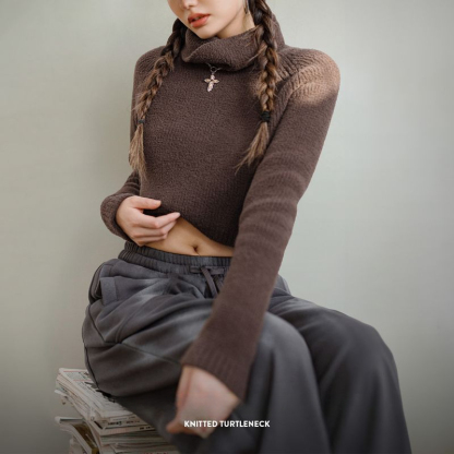 馬登女裝 仿羊羔絨高領衫保暖抗寒毛衣長袖磨毛內搭打底厚針織衫秋冬女