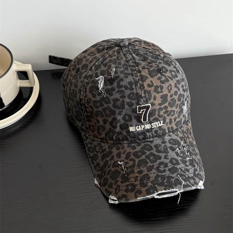 日系水洗牛仔數位7鴨舌帽帽子女顯臉小棒球帽夏