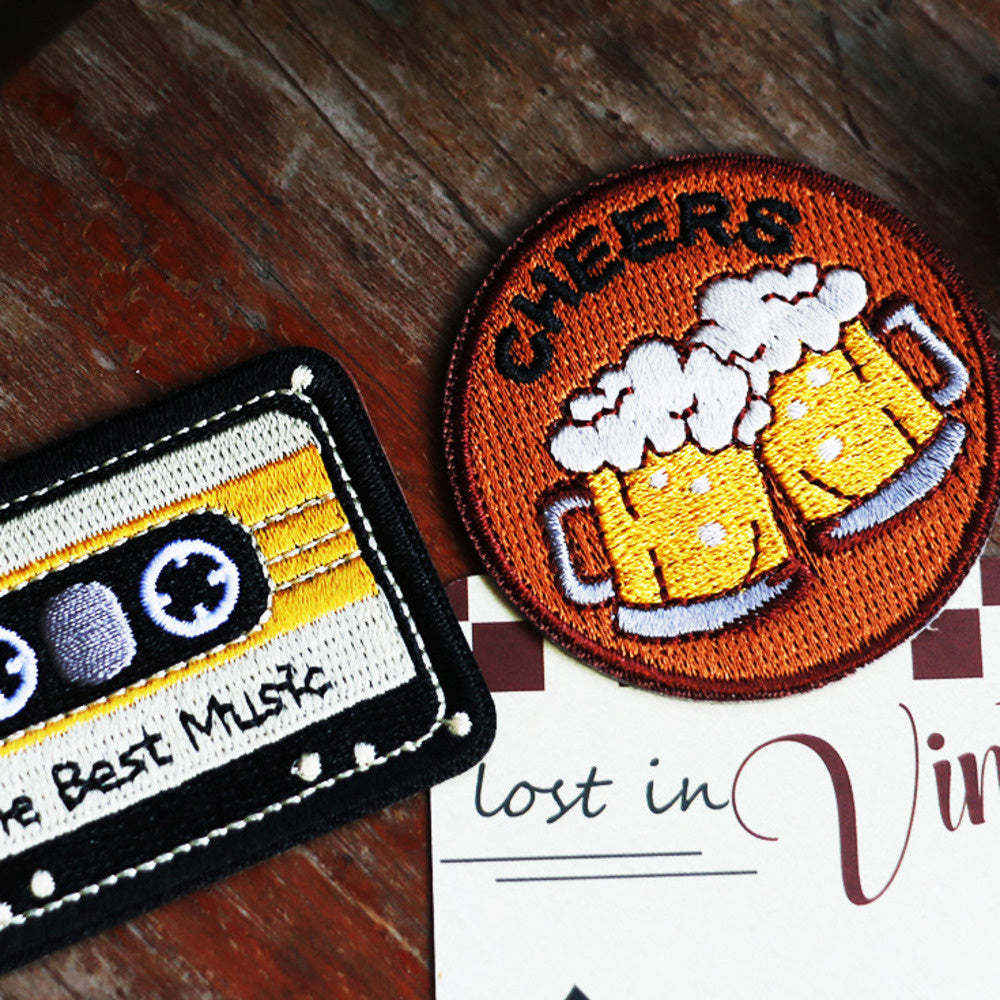 粘貼復古vintage刺繡布貼衝鋒衣包包徽章圖案貼衣服破洞補丁遮蓋